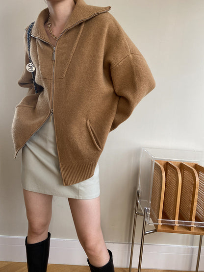 Oversized Open Collar Cardigan