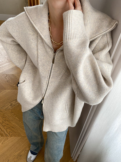 Oversized Open Collar Cardigan